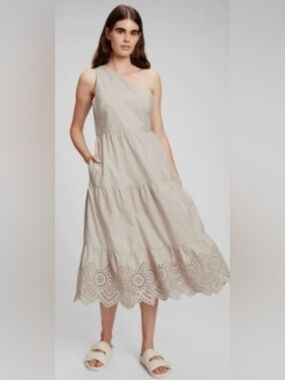 Gap One Shoulder Tiered Midi Dress NWT